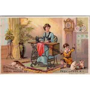 Vintage Household Sewing Machine Co. Advertising Trade Card PB23